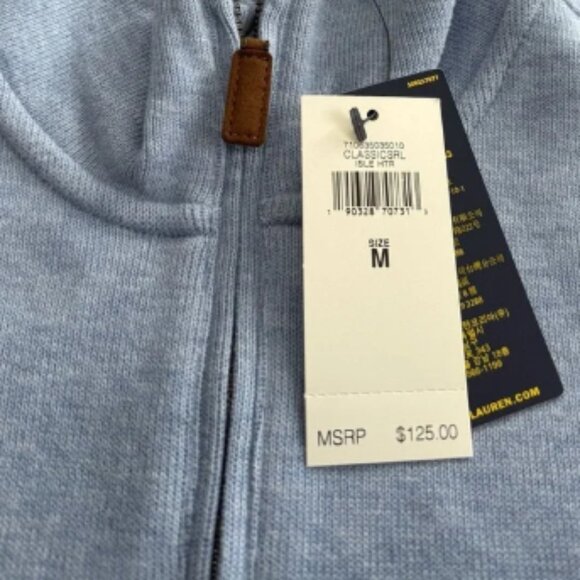 POLO RALPH LAUREN Luxury‎ Jersey Quarter-Zip Pullover Blue Men's Size Medium - Picture 3 of 4